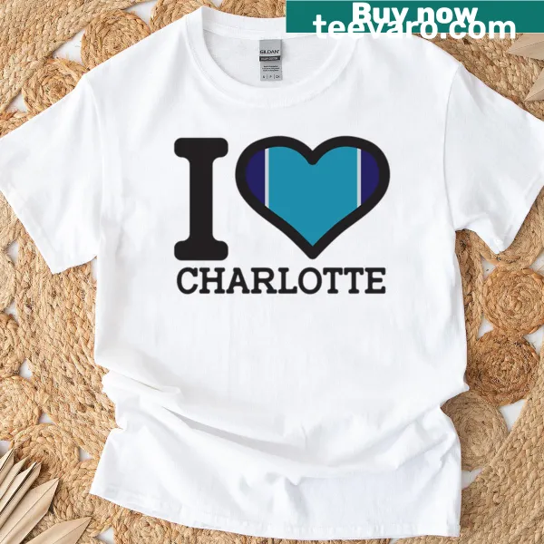 I Love Charlotte Basketball text design on T-shirt