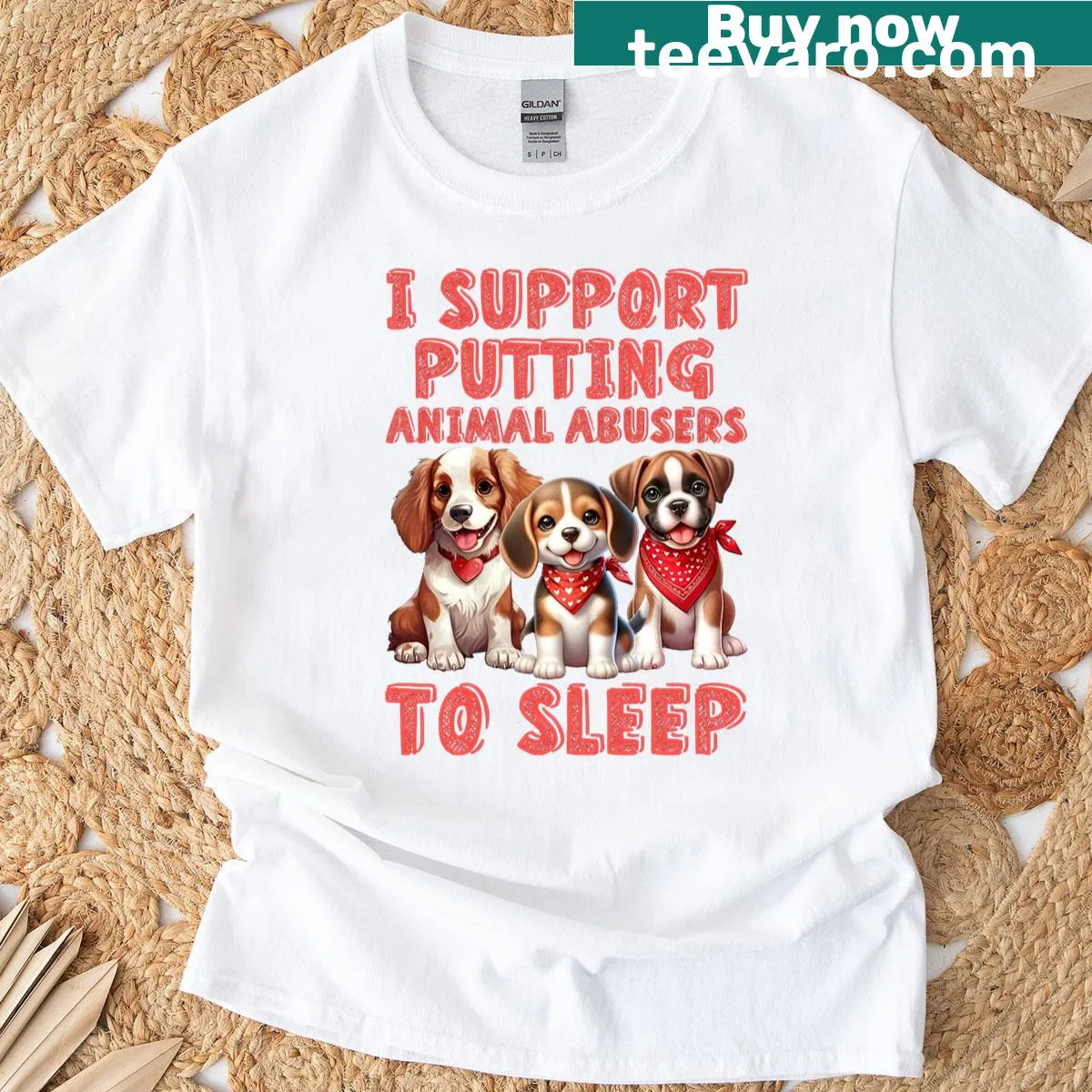 Bold statement tee on animal rights and cruelty awareness. — on a men's t-shirt