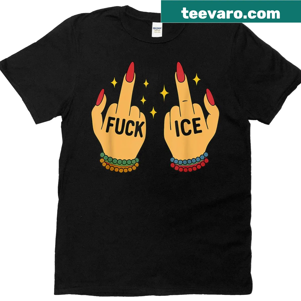 Protest T-shirt against ICE with bold statement. — on a men's t-shirt