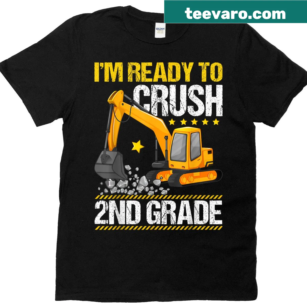 Construction vehicle T-shirt for boys ready for 2nd grade. — on a men's t-shirt