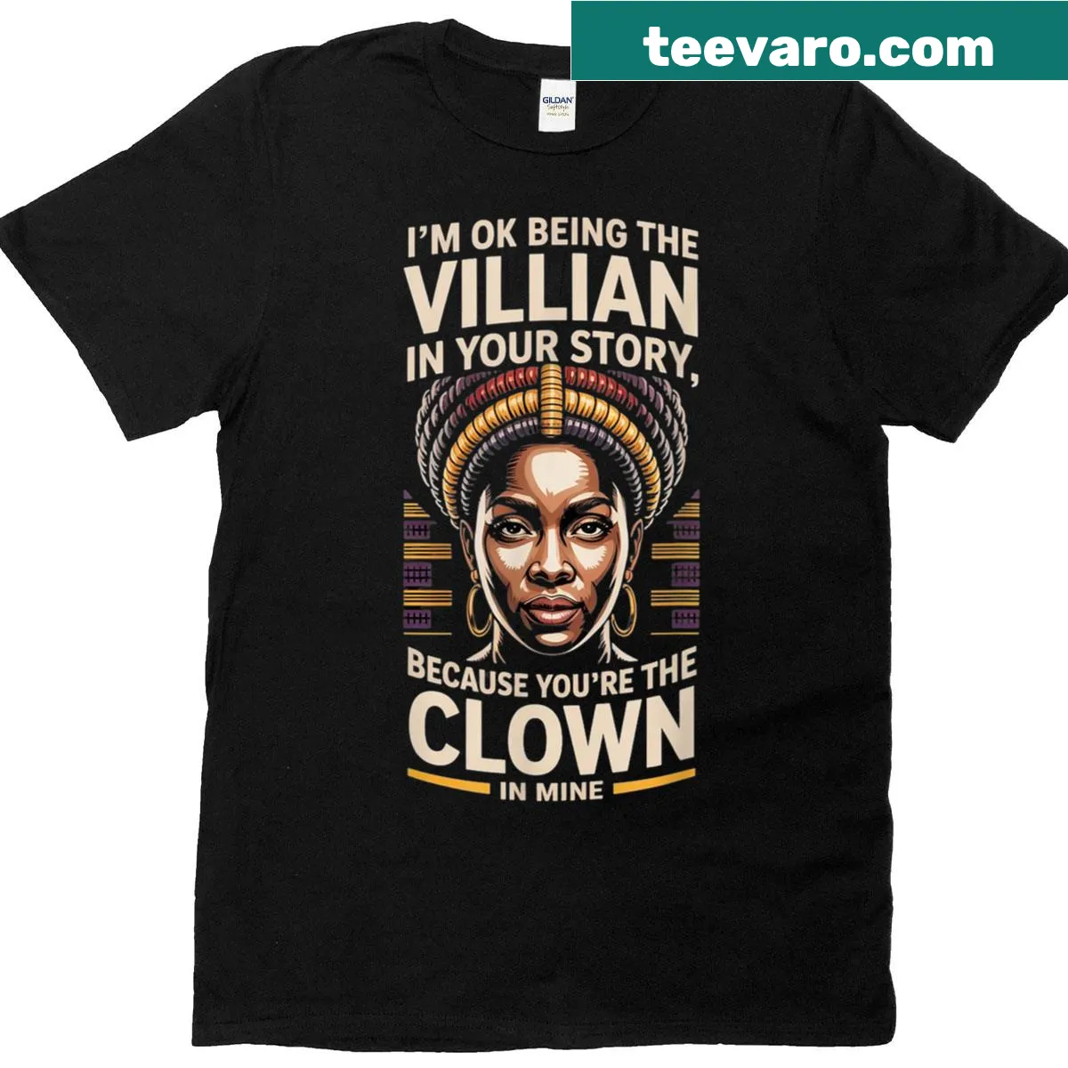 Bold t-shirt with text 'I’m The Villain In Your Story' — on a men's t-shirt