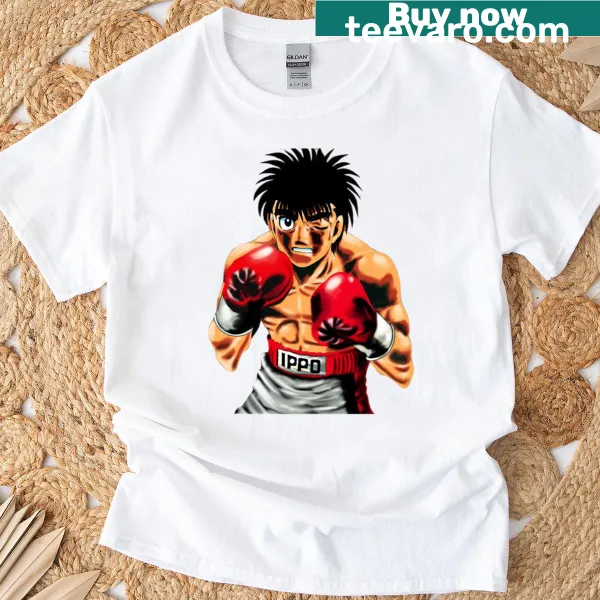 Oversized shirt featuring Ippo anime boxing illustrations.