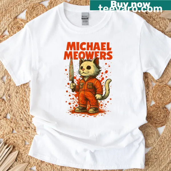 Humorous Halloween T-shirt featuring a cat in a spooky design