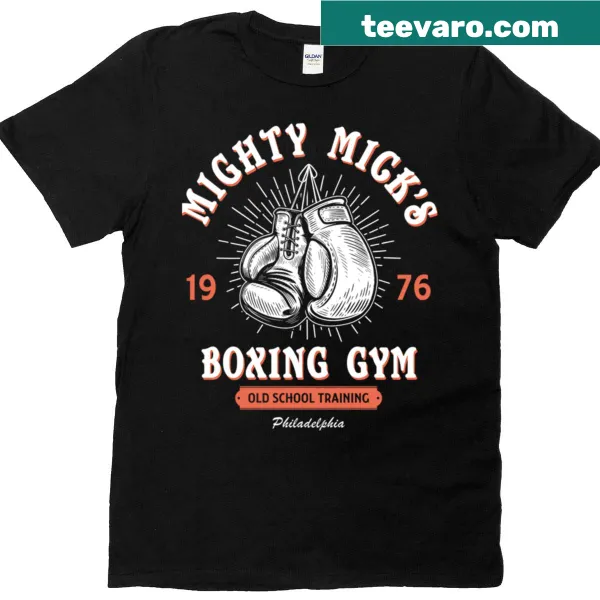 Boxing gym t-shirt featuring Mighty Micks emblem.