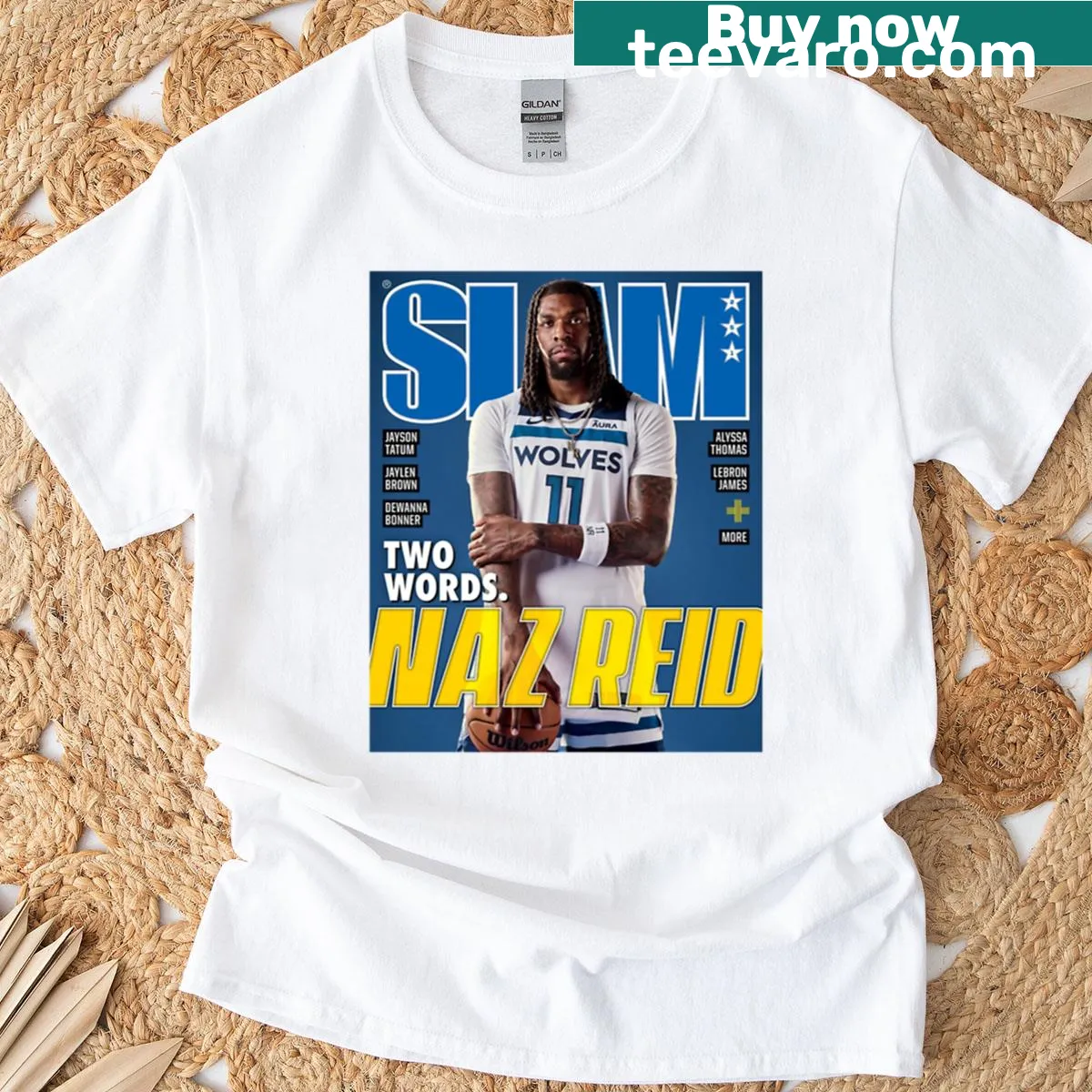 Slam cover T-shirt featuring Naz Reid for basketball fans — on a men's t-shirt
