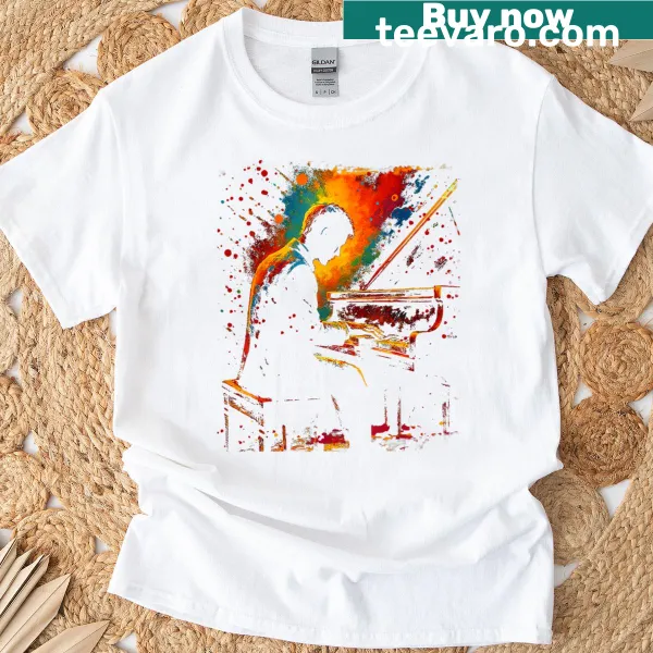 Abstract piano player art T-shirt for music lovers
