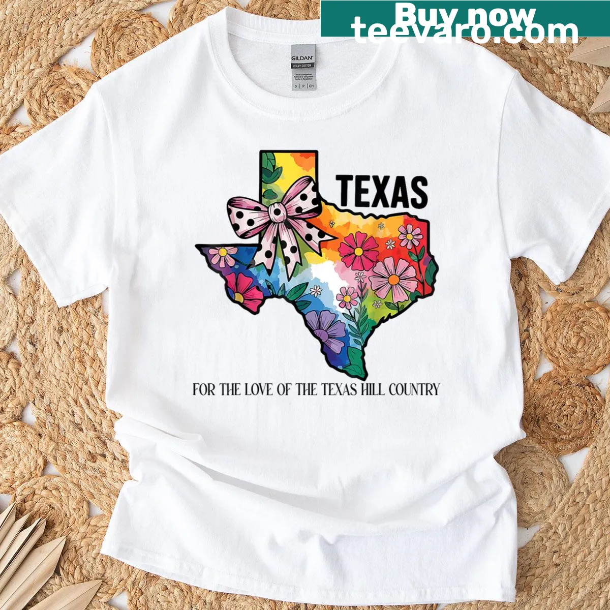 Inspirational t-shirt with a message of support for Texas Hill Country — on a men's t-shirt