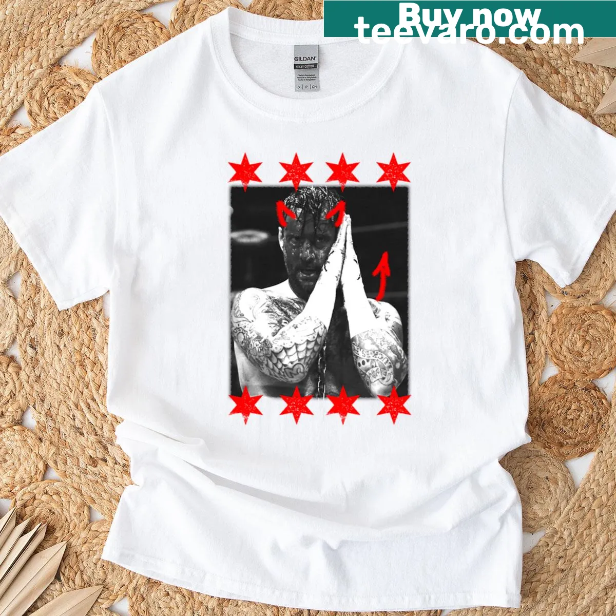 Punk-themed T-shirt featuring bold text proclaiming 'Punk Is The Devil' — on a men's t-shirt