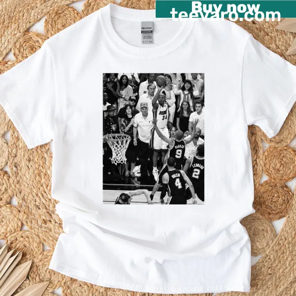Black and white t-shirt featuring Ray Allen's iconic shot
