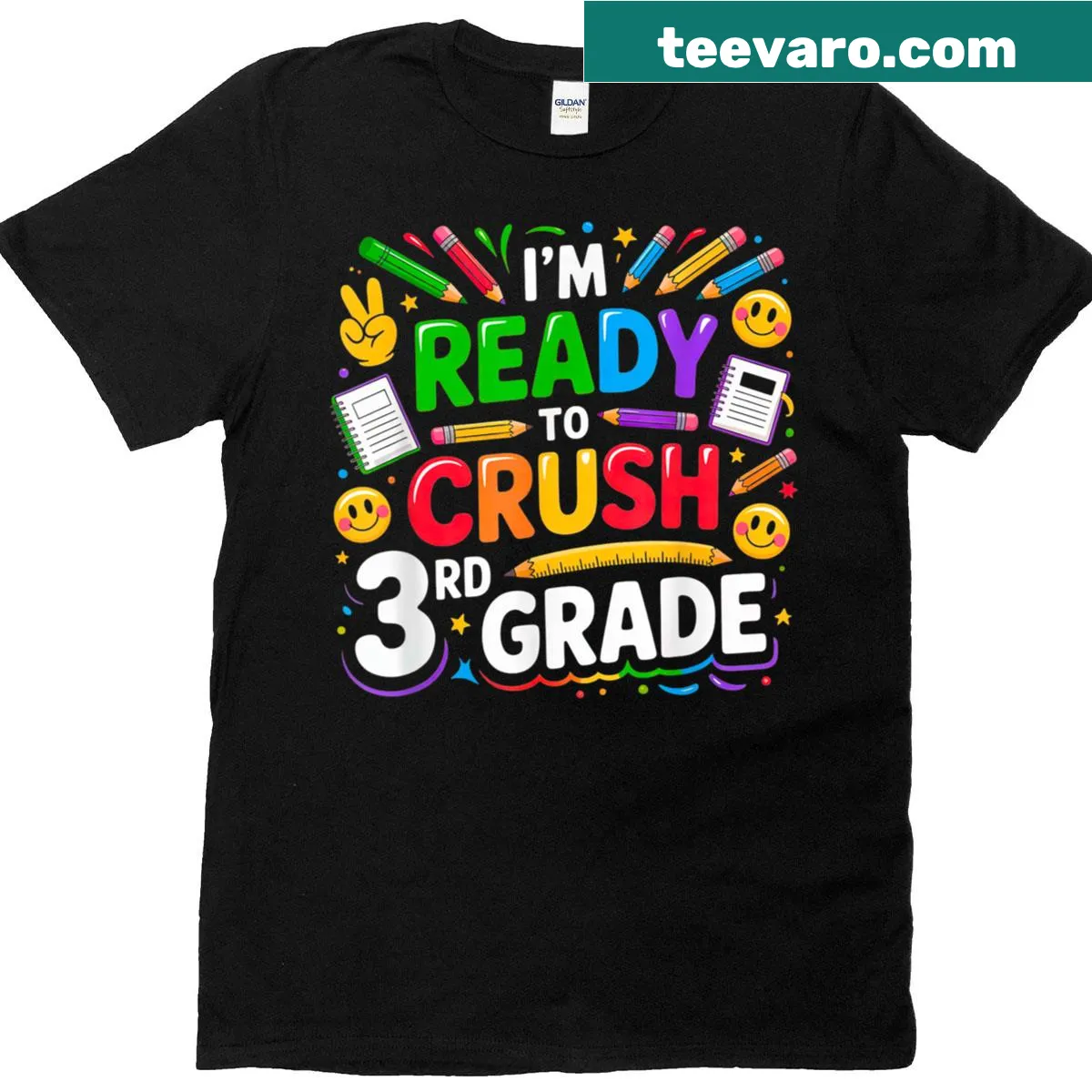 Back-to-school t-shirt with 'Hello Third Grade' message — on a men's t-shirt