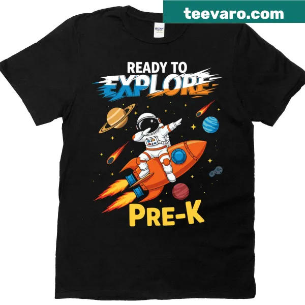 Astronaut illustration on a Pre-K t-shirt for boys
