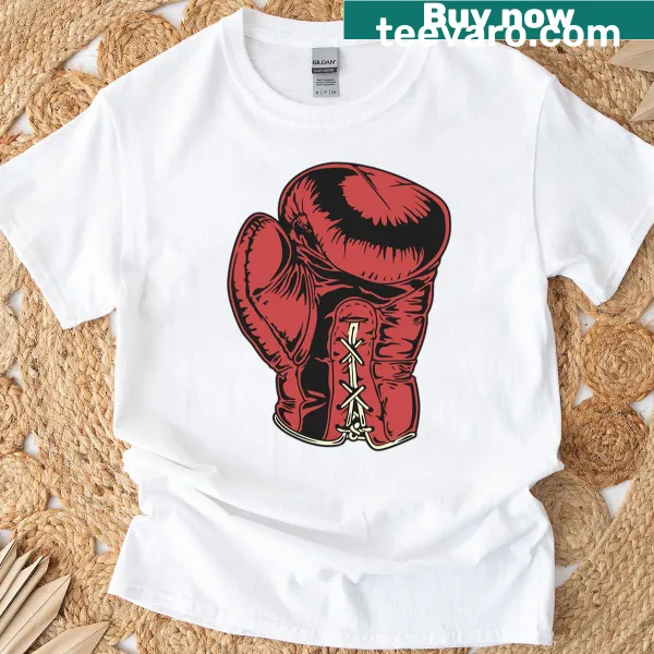 Illustration of red boxing gloves on a boxing lovers t-shirt