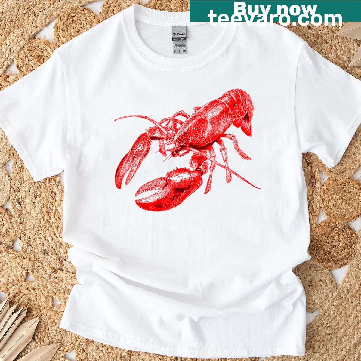 Vintage lobster graphic on a unisex t-shirt for seafood lovers — on a men's t-shirt