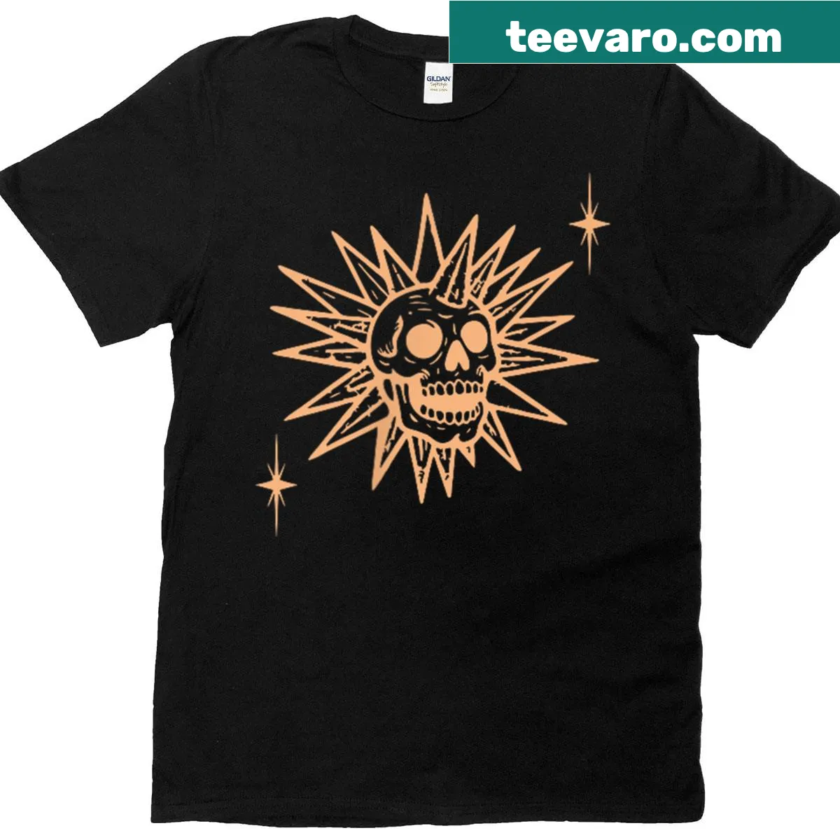 Halloween-themed T-shirt with skull and amusement park design — on a men's t-shirt