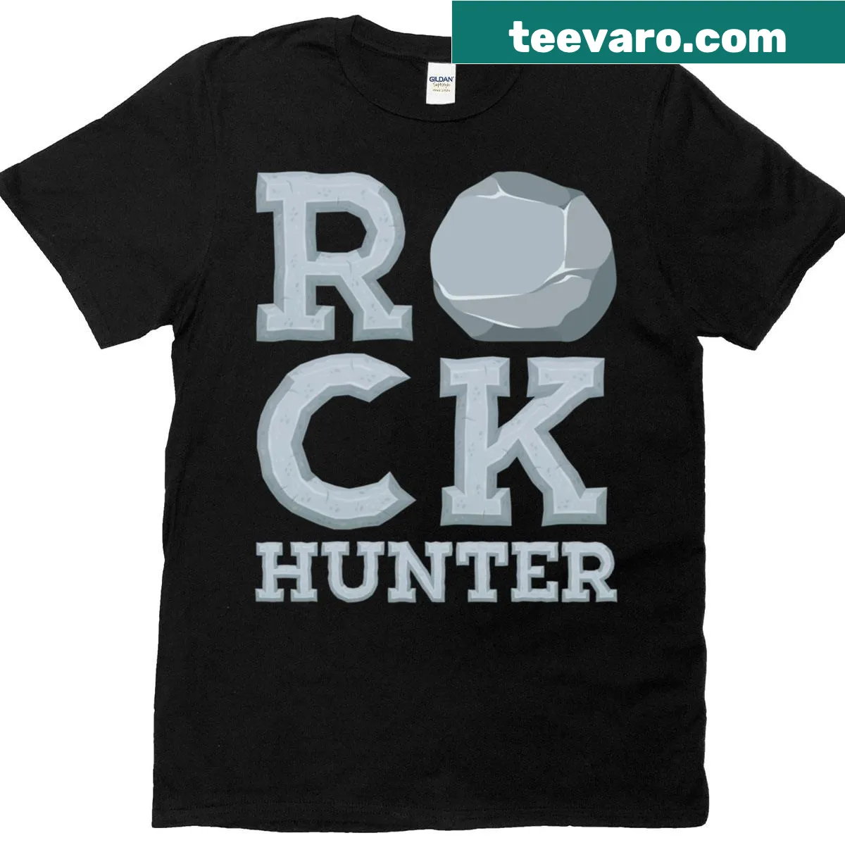 Inspirational t-shirt with 'Rock Hunter' text design — on a men's t-shirt