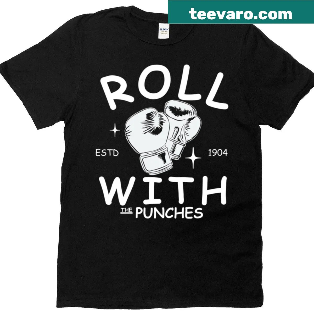 Inspirational T-shirt with the phrase 'Roll With Your Punches' in bold text — on a men's t-shirt