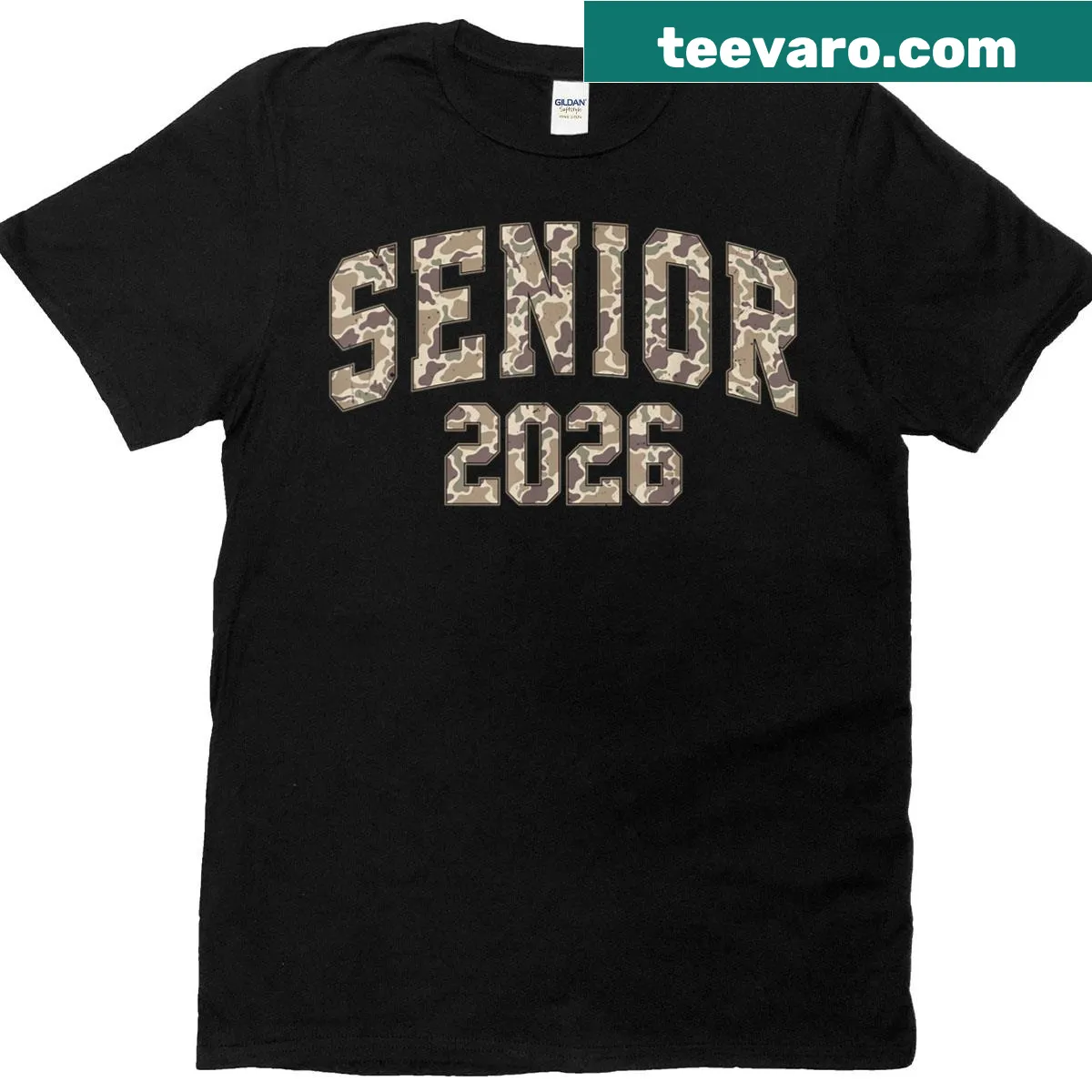 Camouflage T-shirt for Class of 2026 graduation — on a men's t-shirt