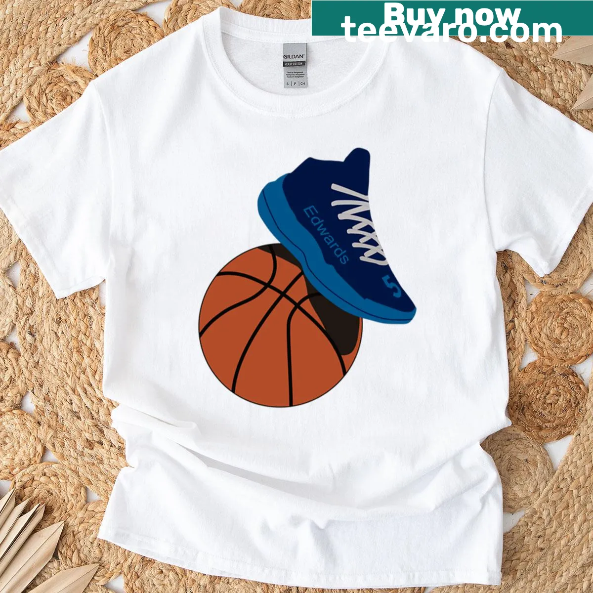 T-shirt featuring the name of Anthony Edwards in a playful design — on a men's t-shirt