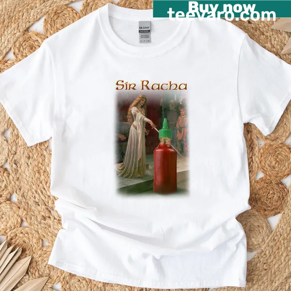 T-shirt featuring fun graphic of Sriracha sauce