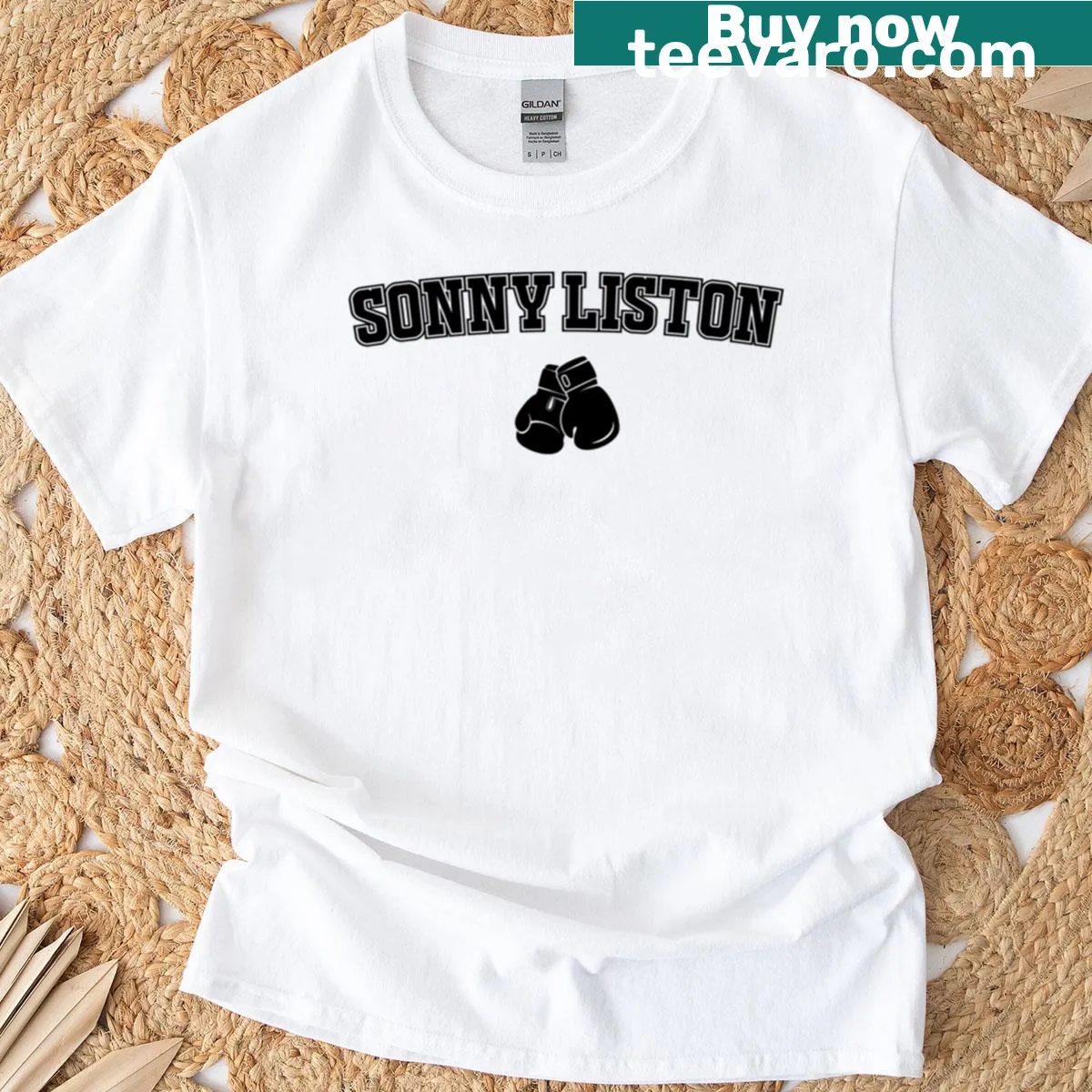 Oversized T-shirt featuring Sonny Liston boxing graphic — on a men's t-shirt