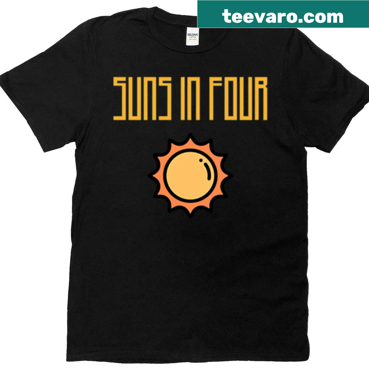 Suns in Four typography T-shirt for basketball fans — on a men's t-shirt