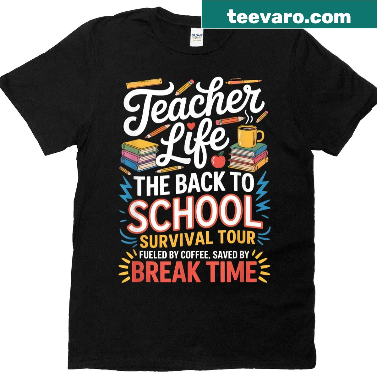 Teacher Life Back To School graphic T-shirt — on a men's t-shirt