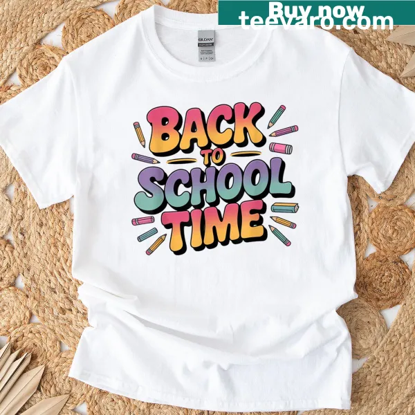 Illustrated T-shirt celebrating teachers and students for back-to-school