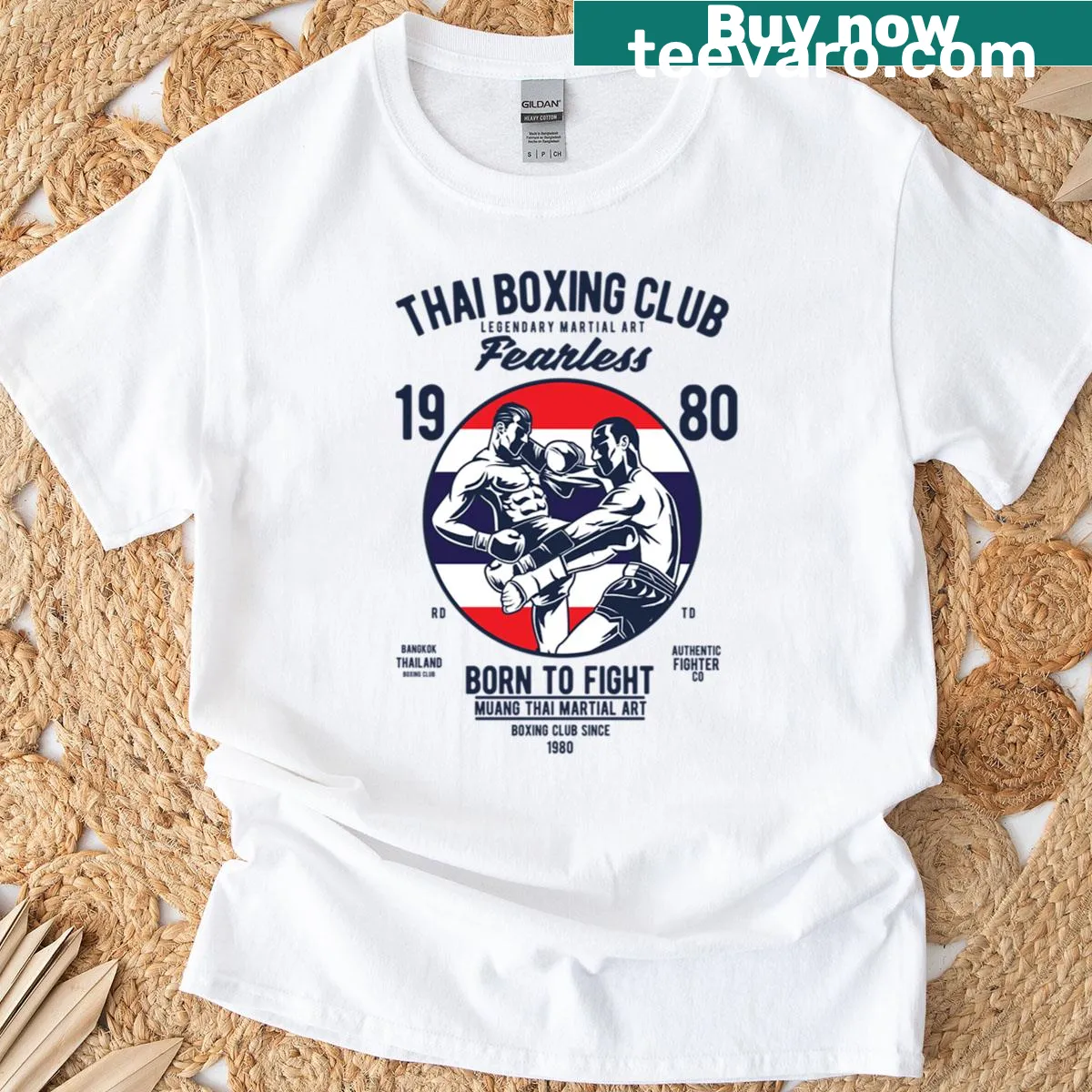 Muay Thai boxing T-shirt for martial arts enthusiasts — on a men's t-shirt