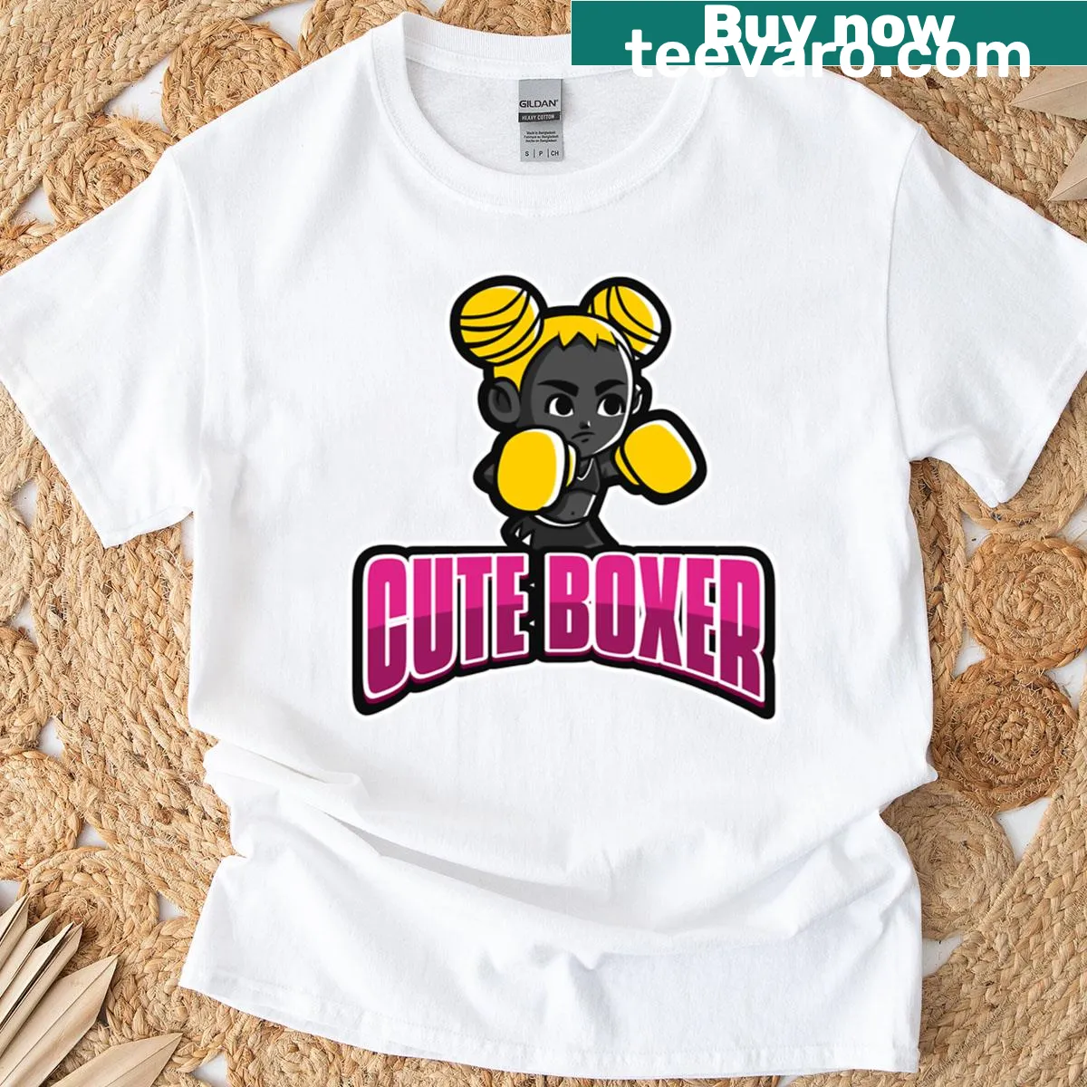 Cute Boxer-themed T-shirt featuring an adorable illustration — on a men's t-shirt