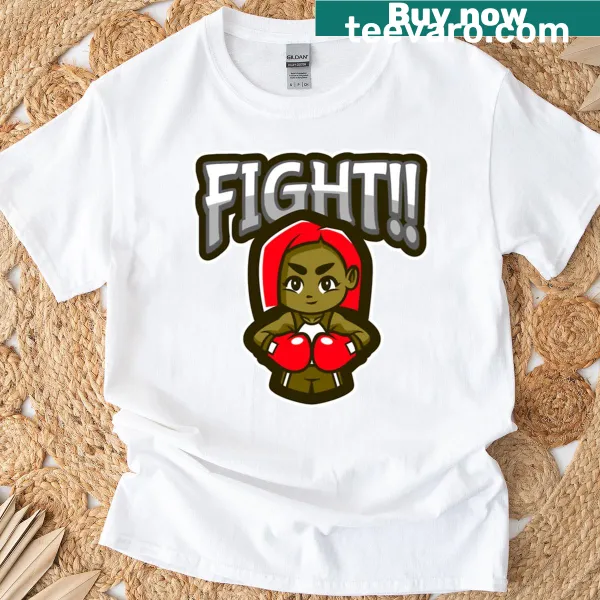 Illustration of a cute fighter girl on a t-shirt