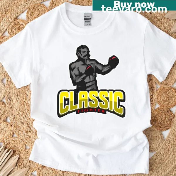 Bold typography graphic stating 'Fighter' on T-shirt