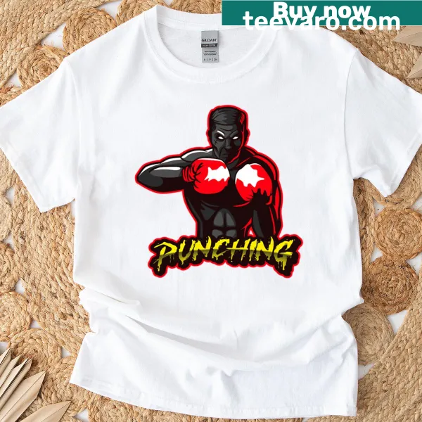 T-shirt with an illustration of a zombie in a punching pose