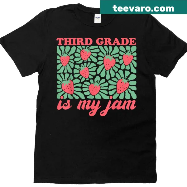 Strawberry-themed back to school t-shirt for third graders