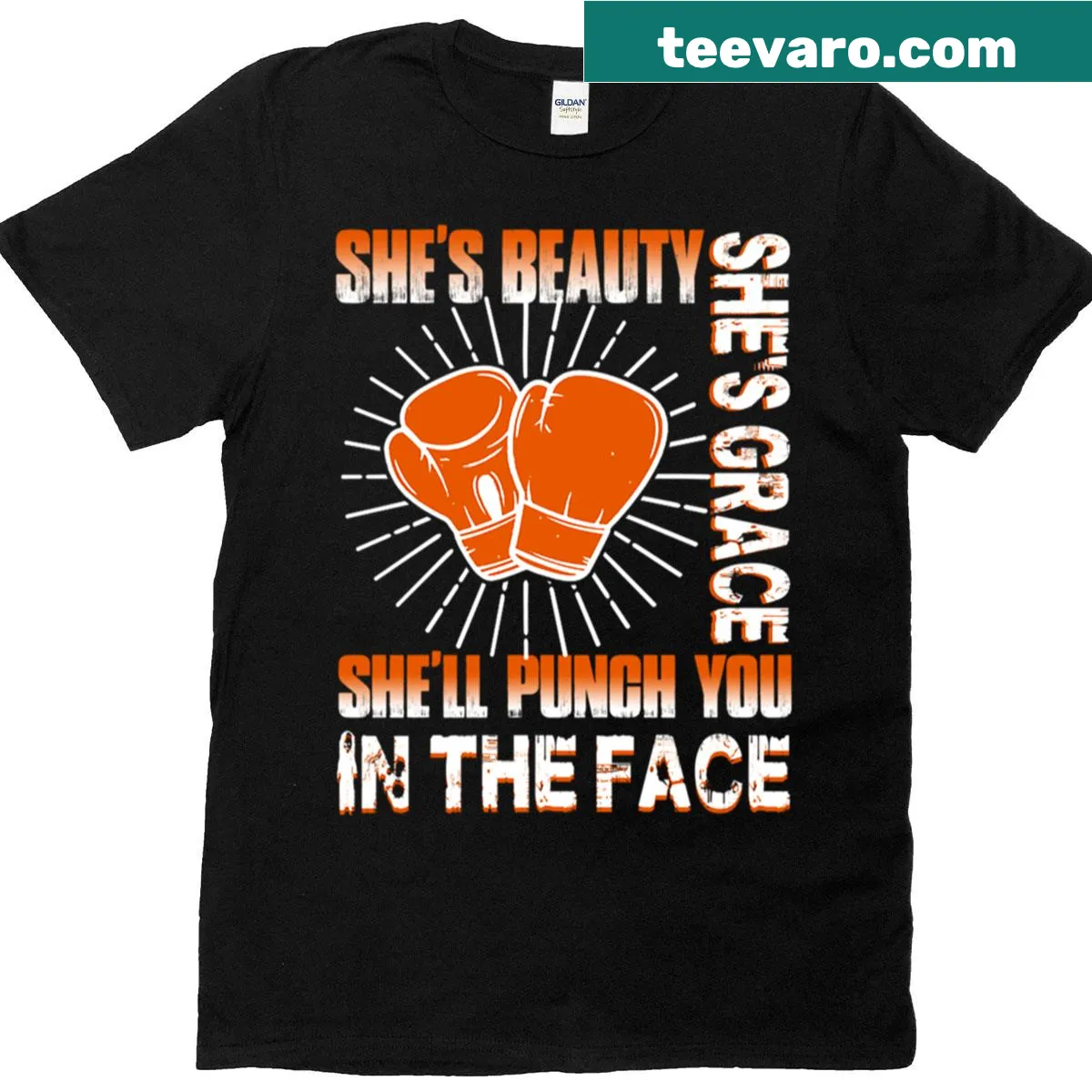 T-shirt featuring an illustration of a boxing girl ready to punch — on a men's t-shirt