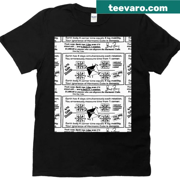Graphic T-shirt featuring a playful Time Cube illustration