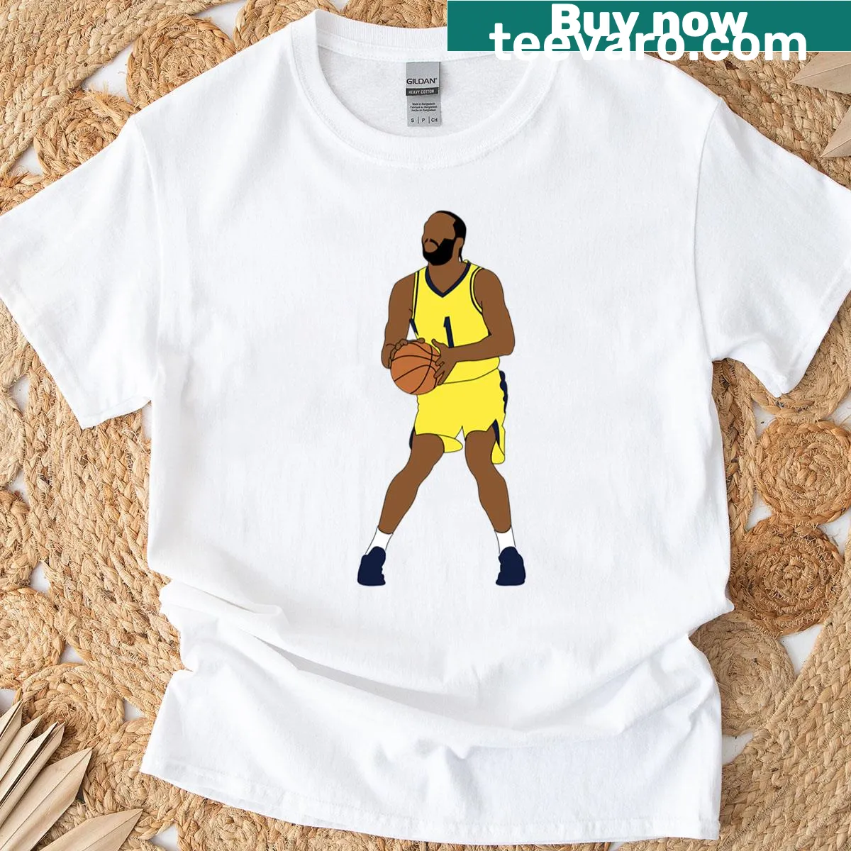 Silhouette graphic of Tj Warren in action on a T-shirt — on a men's t-shirt