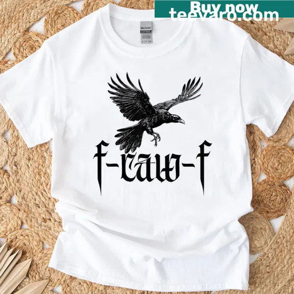 Vintage gothic crow graphic t-shirt with a unique design.