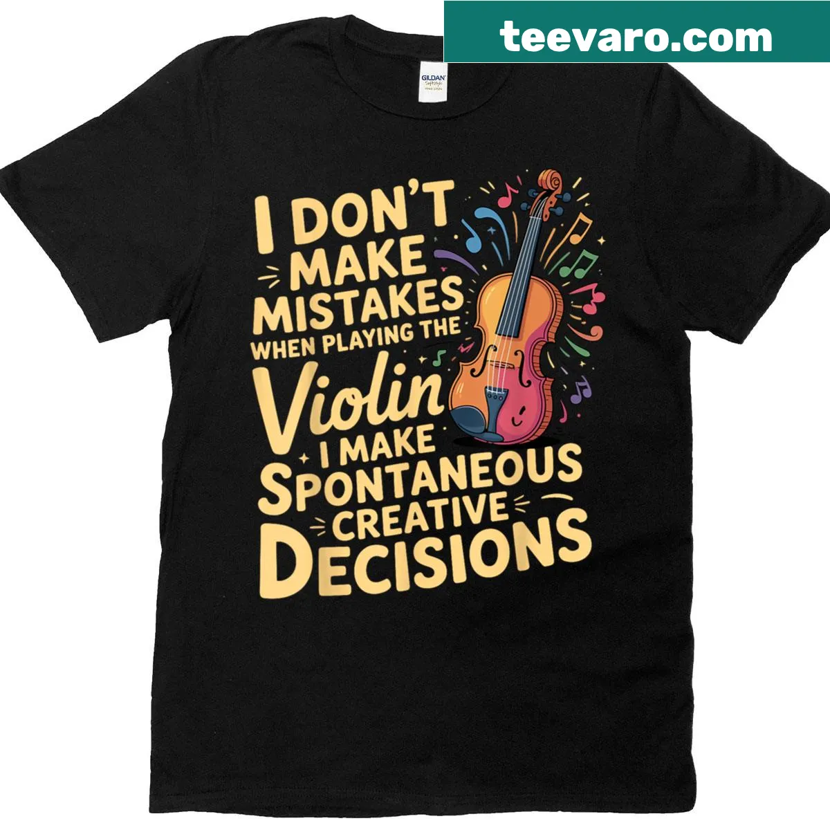 Vintage t-shirt celebrating the art of violin playing — on a men's t-shirt