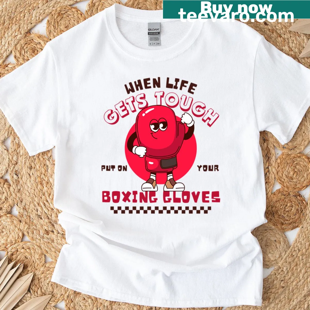 Motivational T-shirt with 'Wear On Your Boxing Gloves' text — on a men's t-shirt