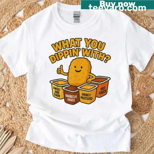 Playful t-shirt with the phrase 'What You Dippin With' in fun typography