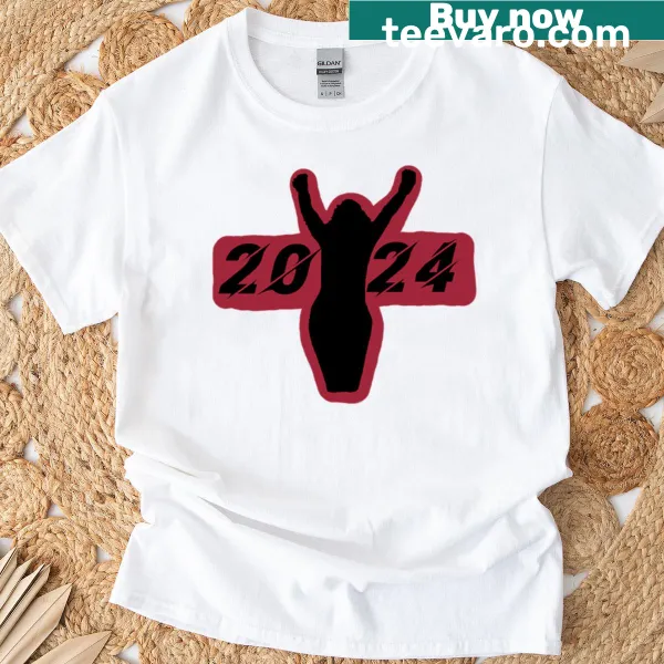 T-shirt with a bold 'Winner 2024' graphic, signifying triumph