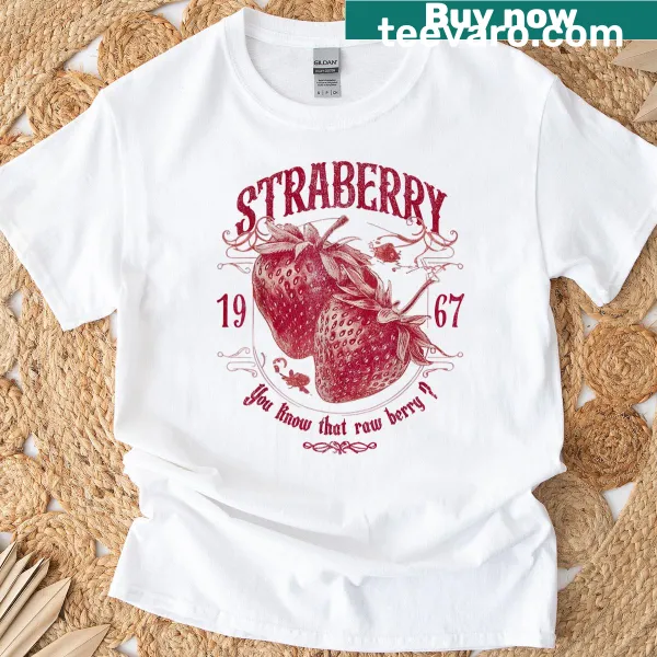 Oversized retro t-shirt with playful strawberry graphics