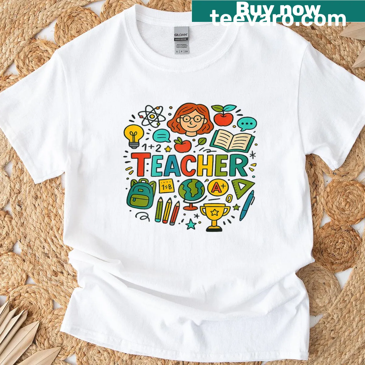 Playful doodle design for teachers on a t-shirt — on a men's t-shirt