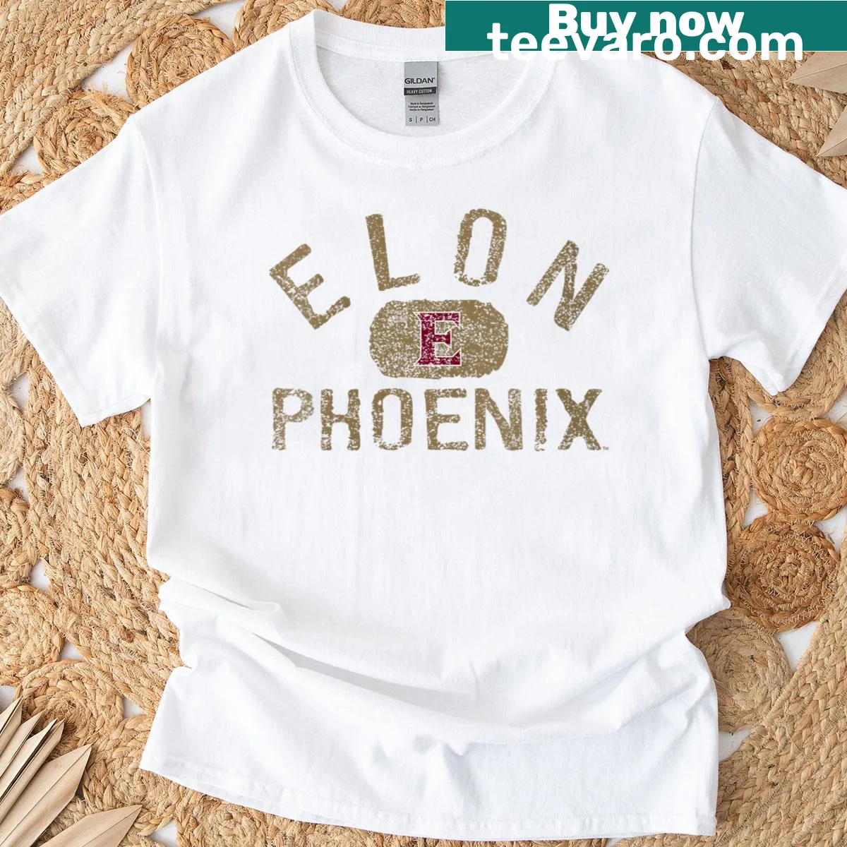 Vintage logo T-shirt featuring Elon Phoenix design in black — on a men's t-shirt