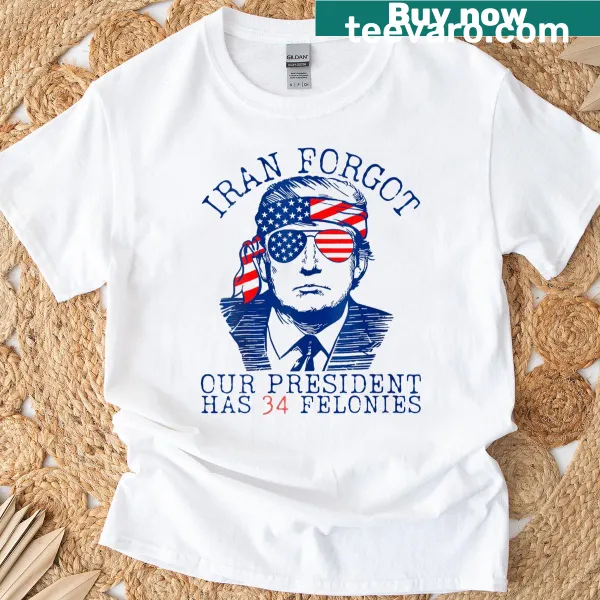 Funny political T-shirt with text about president's felonies