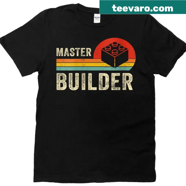 T-shirt with the phrase 'Master Blocks Builder', perfect for creative play