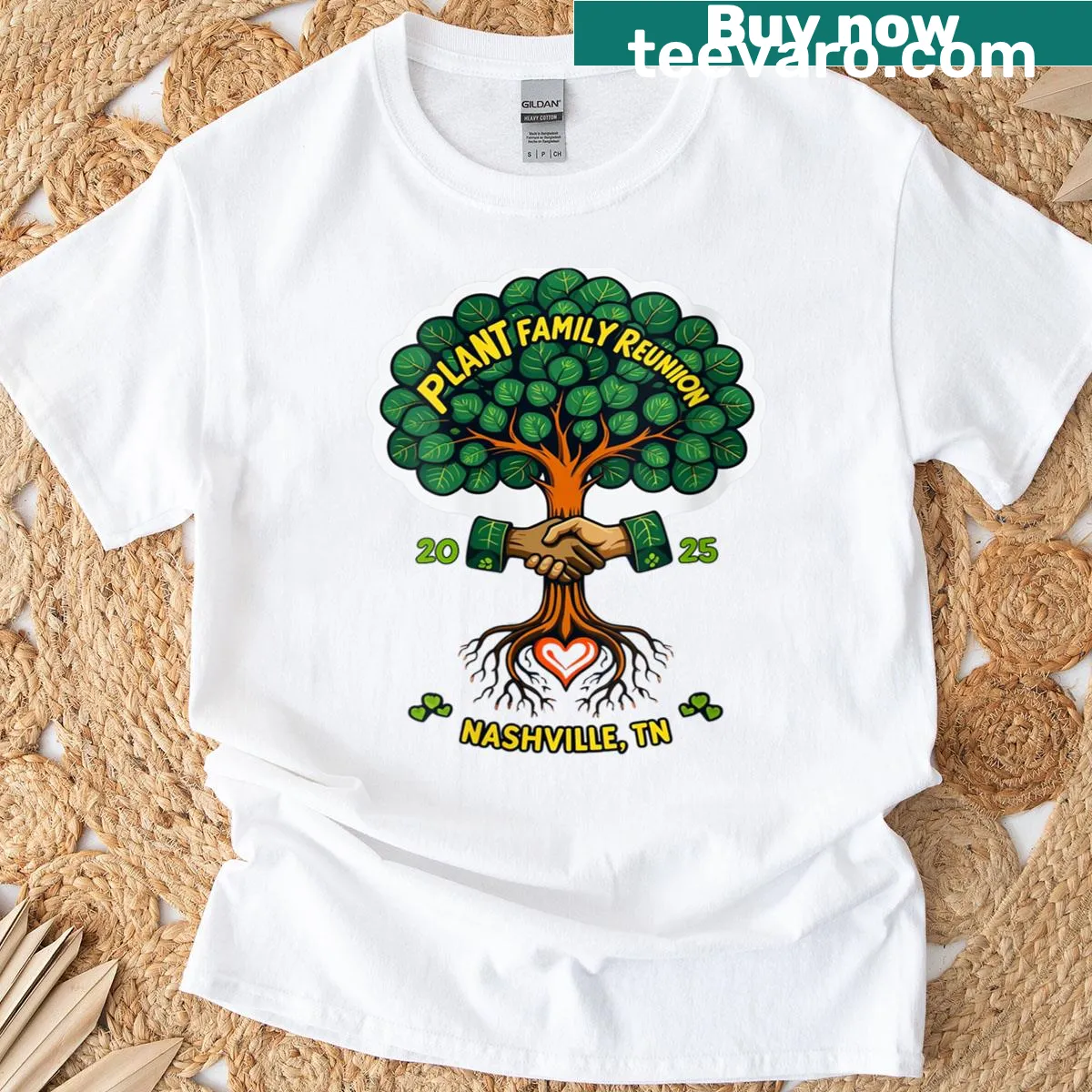 Illustrated t-shirt featuring Father Nature and unique plants — on a men's t-shirt
