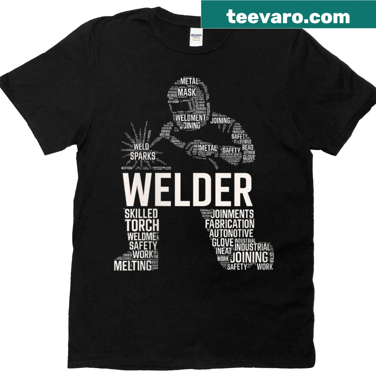 Bold T-shirt featuring welding typography design for welders — on a men's t-shirt