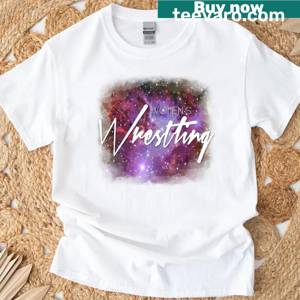 Cosmic wrestling t-shirt featuring a nebula design for women