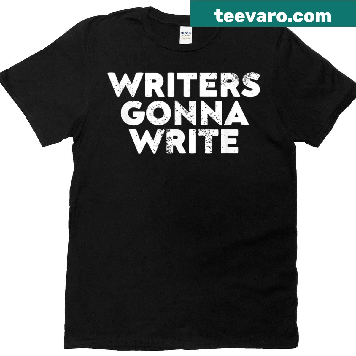 T-shirt with the phrase 'Writers Gonna Write' in playful typography — on a men's t-shirt